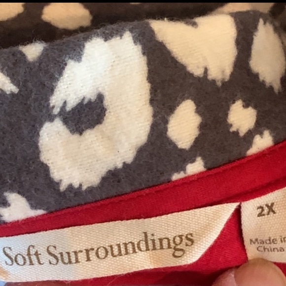 NEW Soft Surroundings 2 pc 100% Cotton flannel pajamas gray/white/red Womens 2X - Picture 12 of 13